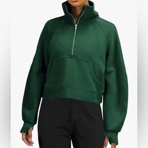 Women's Green Half-Zip Sweatshirt